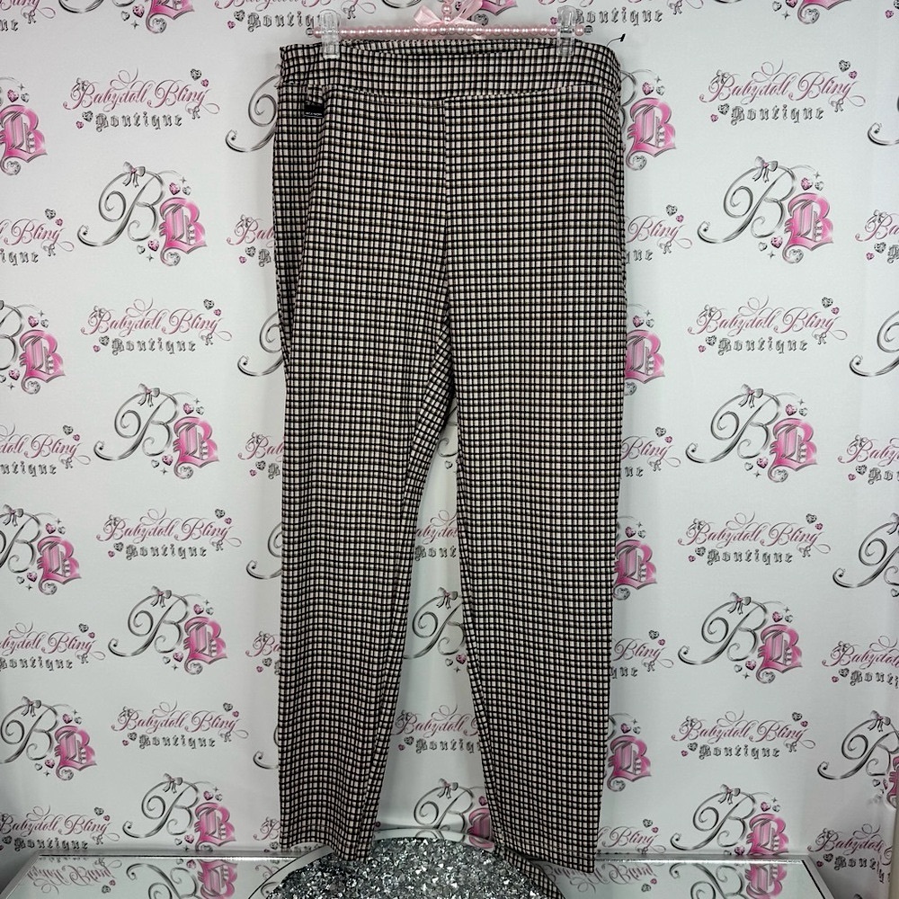 Zac & Rachel pants bottoms gingham pink Plaid Pants in Black and White